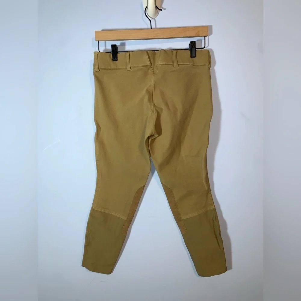 Ariat size 26R cotton riding breeches faux suede grip knee patches tan khaki - Picture 2 of 6